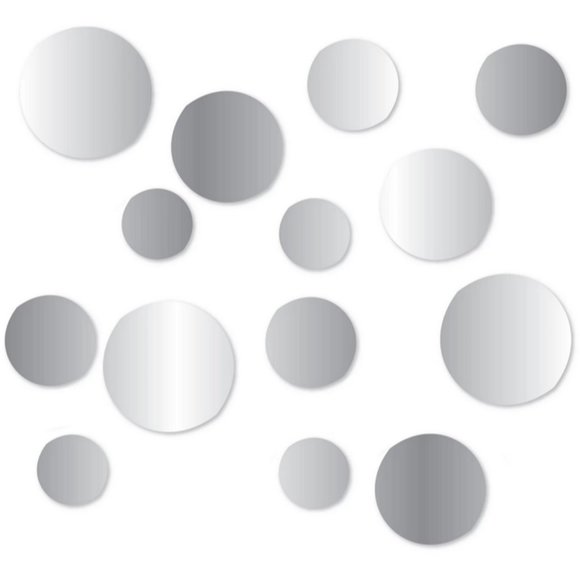 14Pc Peel & Stick Self-Adhesive Silver Circle Wall Acrylic Mirror Decals - Picture 4 of 5